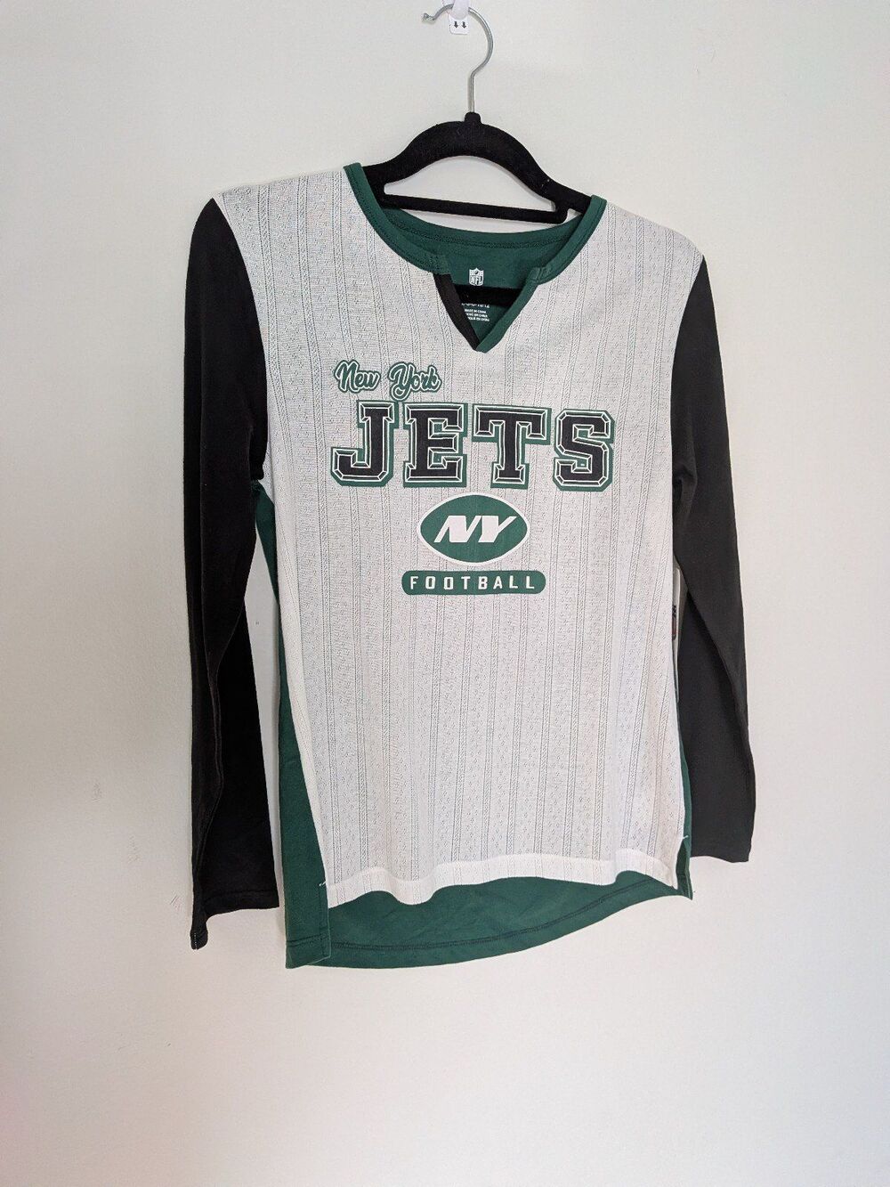 New York Jets NFL Team Apparel girl's raglan baseball tee NWT